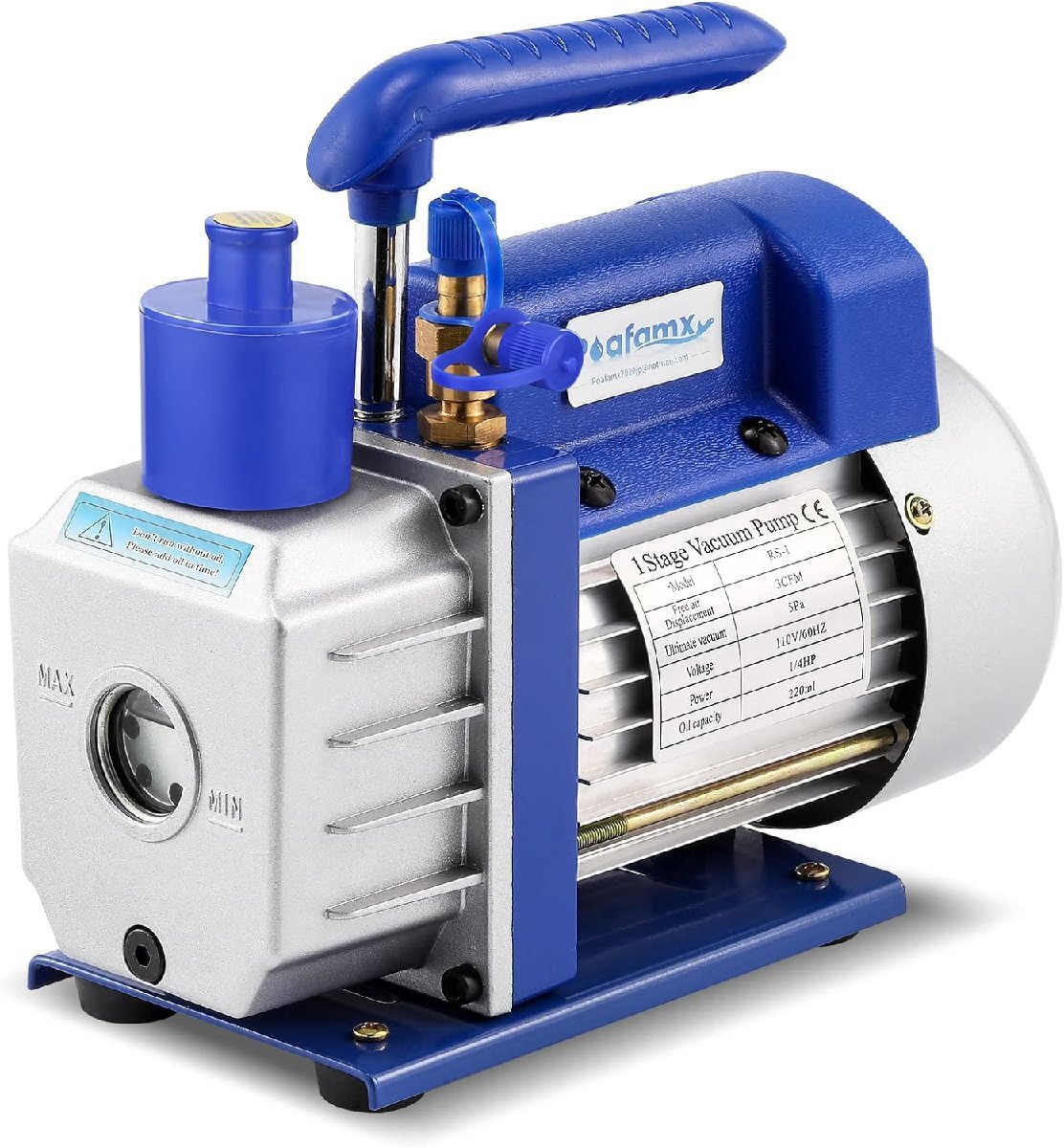 電動真空ポンプ 550W 空気抜き マニホールドゲージ（排気速度 254.7L/min） オイル逆流防止機能付き 低ノイズ カー/エアコン修理/真空溶接/