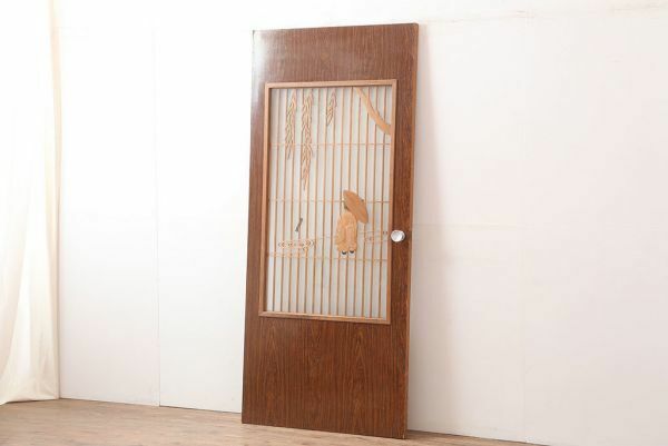R-044949　レトロ建具　昭和レトロ　和の風情を演出する組子入りの木製ドア(ガラス扉)(R-044949)