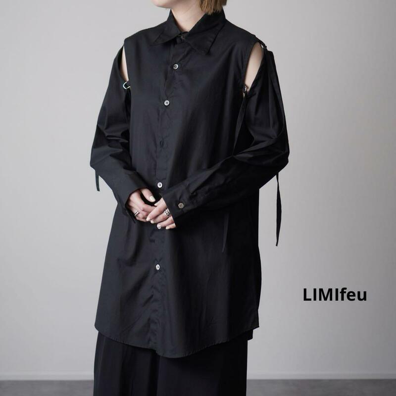 極美品 LIMI feuリミフゥ ドッキングシャツ コットンシャツ ミドル丈 2WAY オーバーシルエット 近年モデル Yohji Yamamoto ヨウジヤマモト