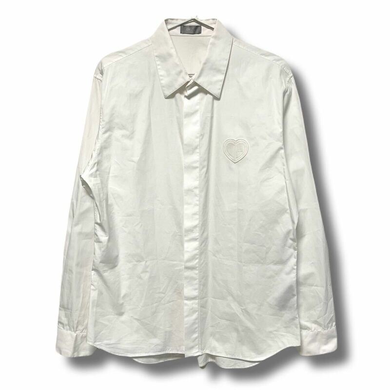 DIOR ディオール　22SS シャツ　ハートロゴパッチ　刺繍　ホワイト　ドレス