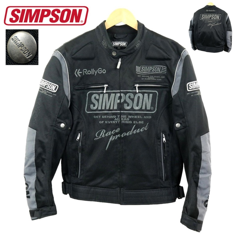 【S3163】【ライナー付】SIMPSON シンプソン バイクウエア メッシュジャケット シングルライダースジャケット サイズM
