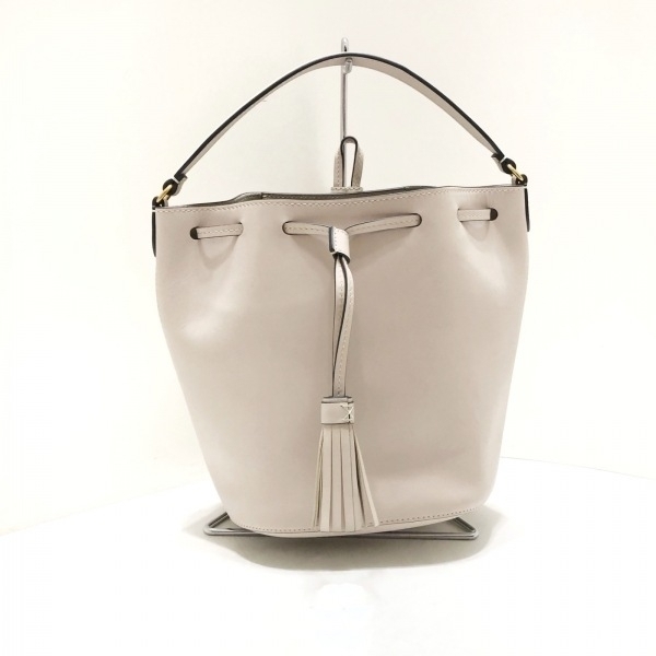 アニヤハインドマーチ Anya Hindmarch ハンドバッグ ヴォーン クラシックカーフ ベージュ 巾着型/タッセル 美品 バッグ