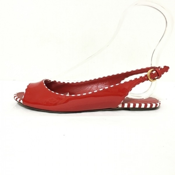 セルジオロッシ sergio rossi サンダル 36 - エナメル（レザー） レッド×白 レディース 靴