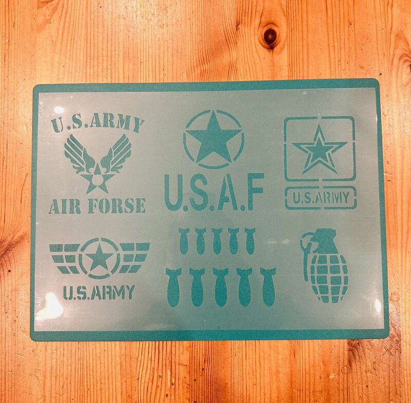 No.253 送料込　ステンシルシート　空軍　USAF ARMY ミリタリー　U.S.A.F アメリカ　アーミー　ステンシルプレート　アメリカン