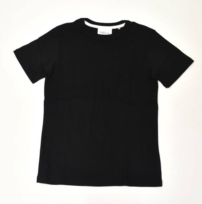 新品メゾンコルニションMaison Cornichon半袖Tシャツ0ブラック Classic Fitコットンフライス ニットTシャツ