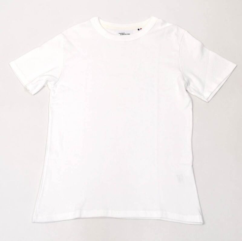 新品メゾンコルニションMaison Cornichon半袖Tシャツ2ホワイト Classic Fitコットンフライス ニットTシャツ