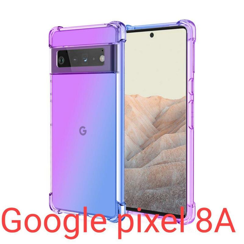 google PIXEL 8A グラデーション クリア ケースTPU耐衝撃/頑丈 丈夫 頑強/グーグル ピクセル８/オーロラ/レインボー 虹色