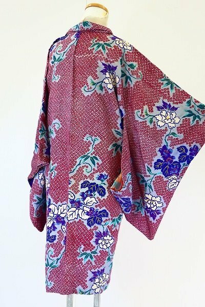【着物フィ】アンティーク 長羽織 身丈97cm 紫 レトロ 大正モダン 仕立て上がり 正絹 kimono 15723