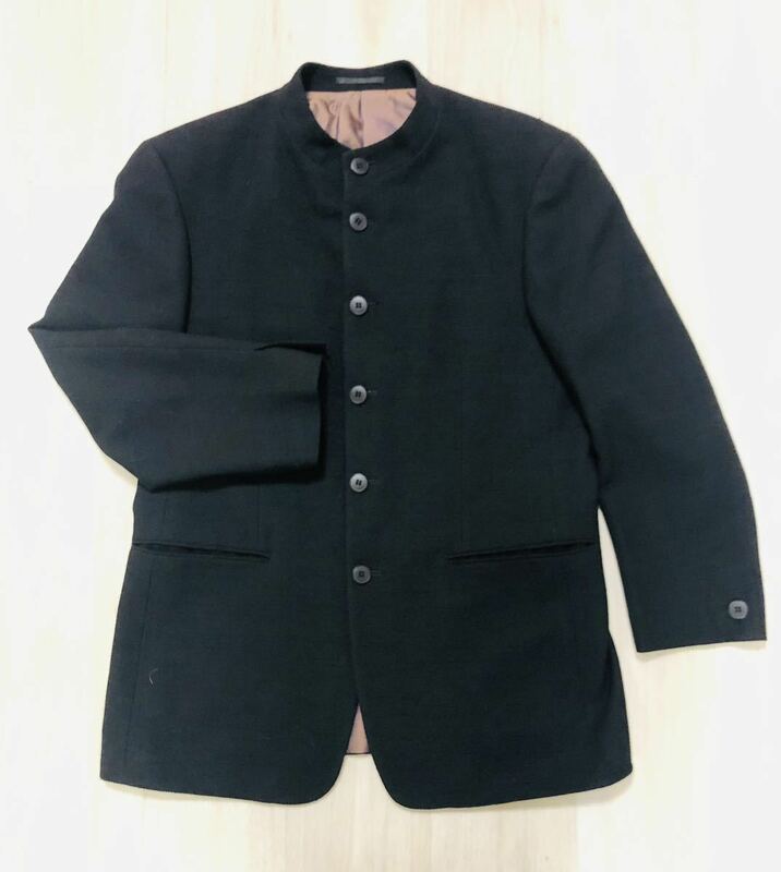 スタンドカラージャケット黒（46）オンワード樫山 LLサイズ　着丈74 肩幅48身幅49袖だけ58㎝　ほぼ未使用