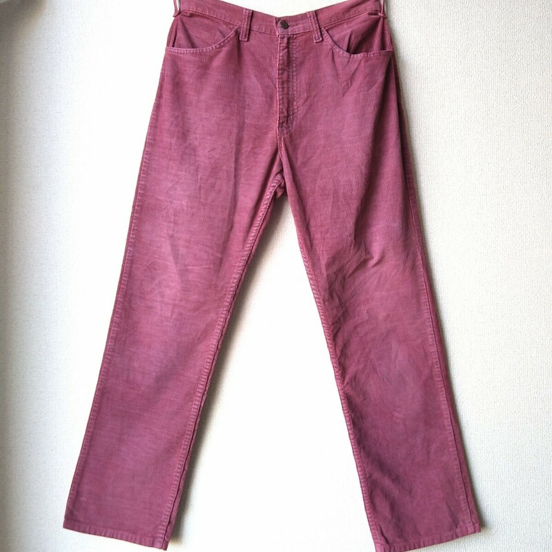 70s ヴィンテージ Levi's ピンク コーデュロイパンツ 42talon 後染め リーバイス W31 W32