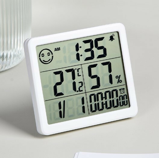 デジタル温湿度計 温度計湿度計 大画面 カレンダー 時計 目覚まし時計 アラーム機能付き 電池式