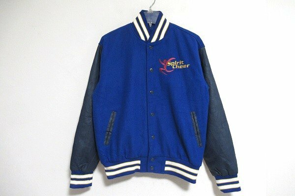 z11575:VARSITY(バーシティ)US古着 spirit cheer national champion スタジャン/青×紺/S/チアリーディング