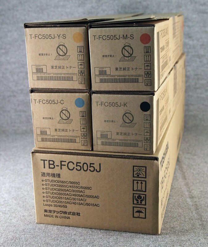 Ｋ★東芝(TOSHIBA)◇ 純正品トナー T-FC505J（４色４本）+廃トナー容器 TB-FC505J ◇ お買得！