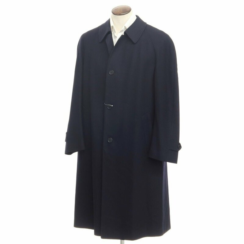 【中古】カナーリ CANALI ウールカシミヤ ステンカラーコート ネイビー【サイズ50】 APD