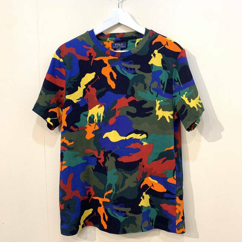 POLO Ralph Lauren Logo Camouflage S/S T Shirt Tee ポロ ラルフローレン ロゴ カモフラージュ クレイジー 柄 半袖 Tシャツ BOY'S XL 