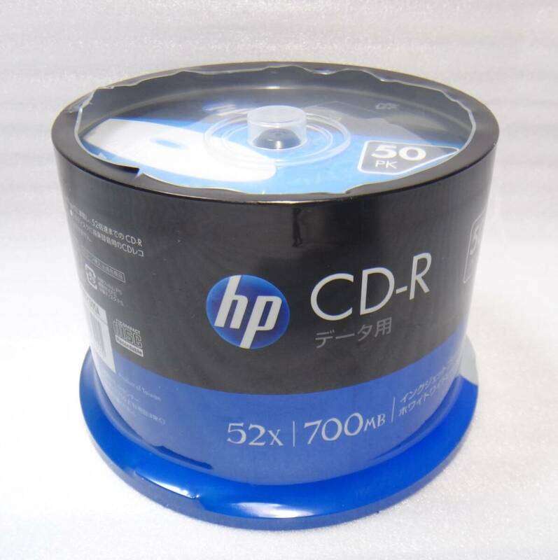 新品、未開封　送料520円より　52倍速対応　HP CD-R 50枚入り　700MB インクジェットプリンター対応ホワイトワイドレーベル CDR80HPWBx50SA