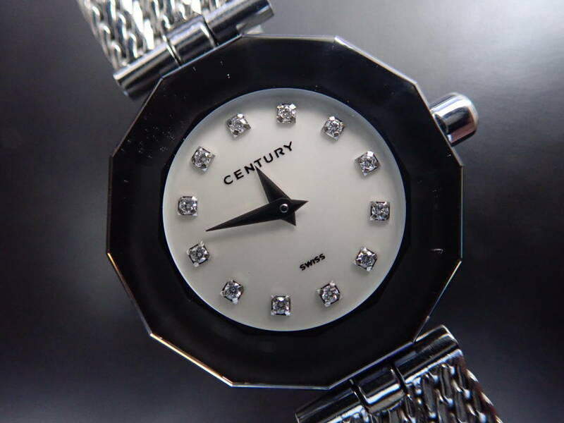 CENTURY センチュリー　TIME GEM ジェム シェル文字盤　12P ダイヤ レディース　腕時計　a