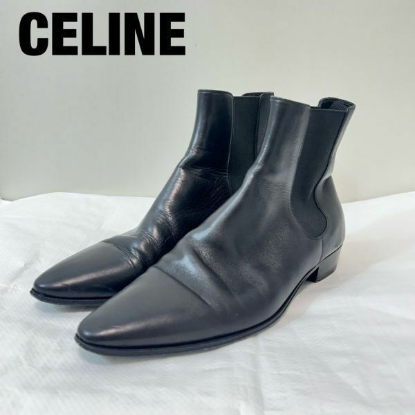 N0003★10 高級 CELINE セリーヌ ジャクノ レザー サイドゴア 厚底 ショートブーツ 革靴 メンズ レザーシューズ size43