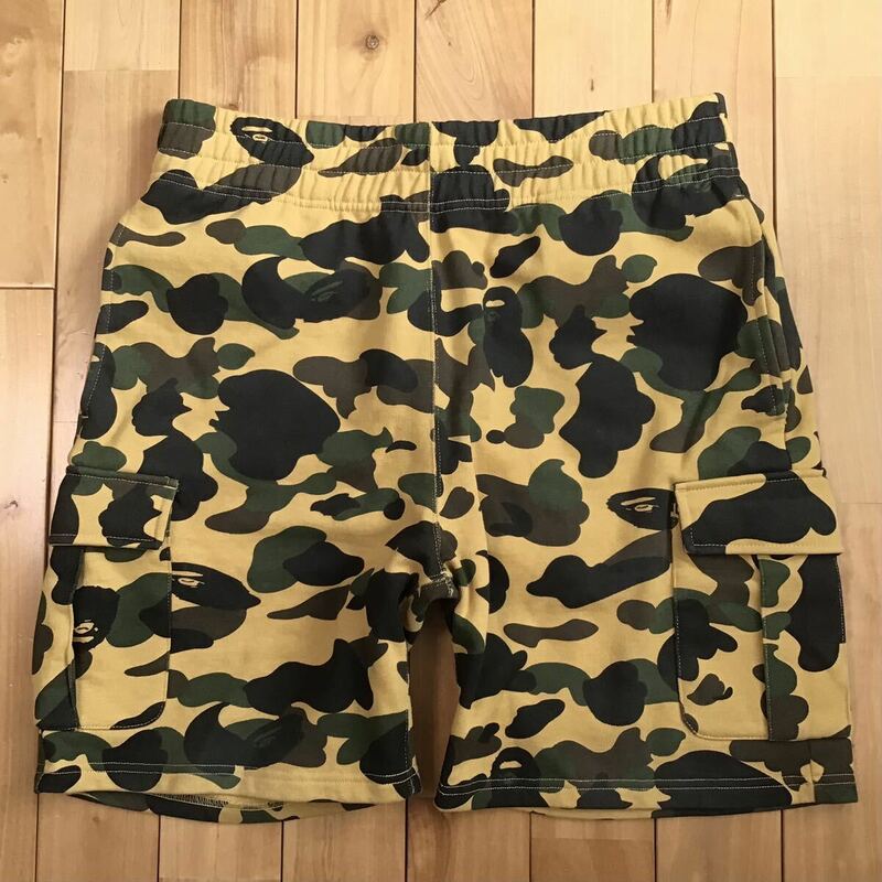 ★XL★ BAPE 1st camo yellow スウェット ハーフパンツ a bathing ape sweat shorts エイプ ベイプ アベイシングエイプ ショーツ 7975