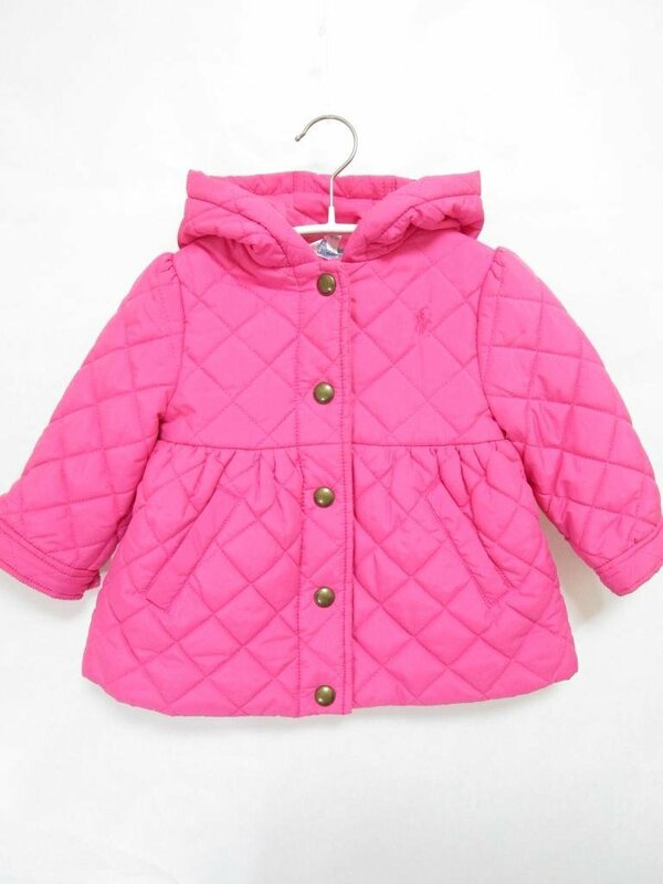 【送料込】[キッズ/子供]　RALPH LAUREN　ラルフローレン　中綿ジャケット　50～70cm　桃色　ピンク　フードあり　女の子用 /n472186