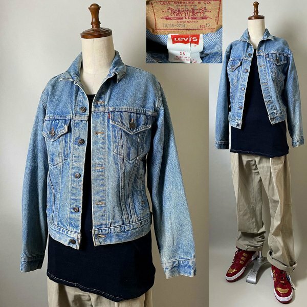 【希少 USA製 ビンテージ ボーイズサイズ 小さ目】Levi's リーバイス 70706-0214 4th ポケット付 インディゴ デニム ジャケット Gジャン 18