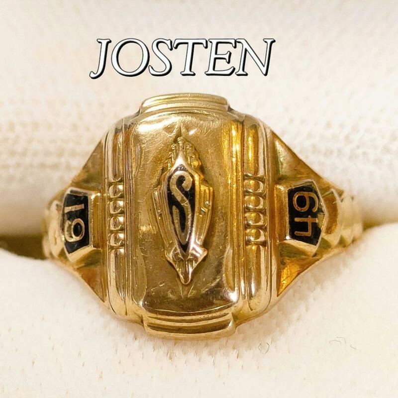 14号 JOSTEN ジャスティン カレッジリング 10K 1949年 ヴィンテージ クラスリング シグネットリング スクールリング アンティーク 美品
