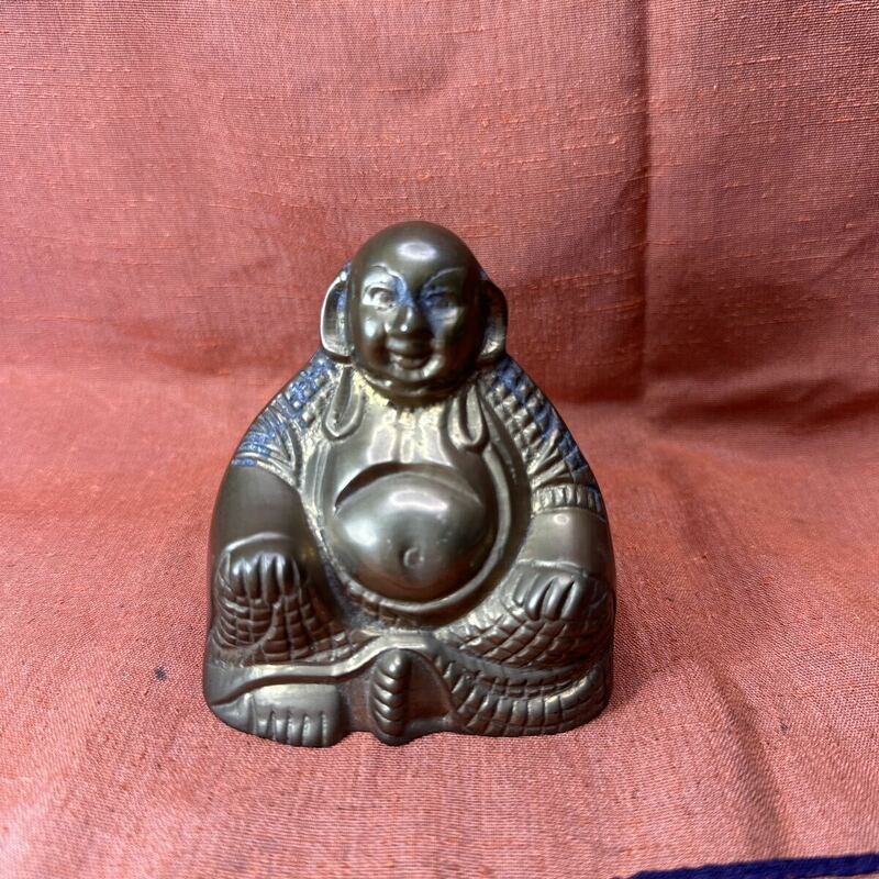 置物 縁起物 仏教美術 真鍮製弥勒佛像時代物