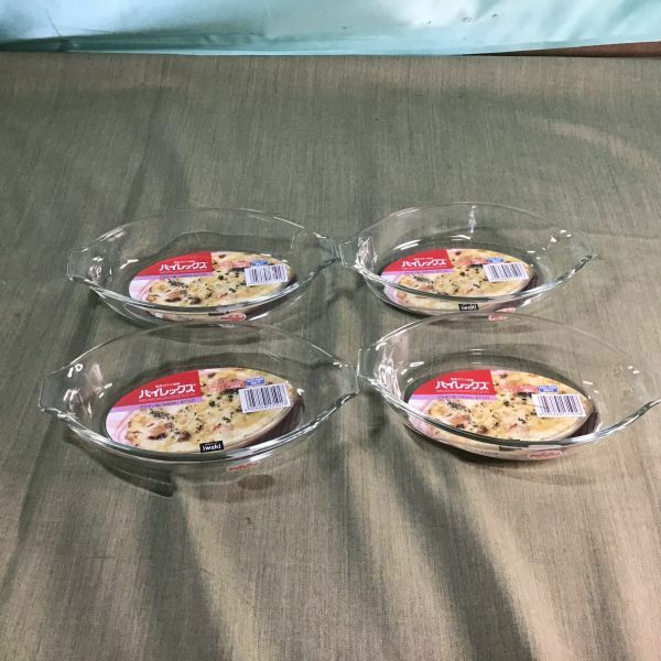 【未使用】パイレックス　VISION　iwaki(イワキ）　耐熱ガラス 　グラタン皿　4個セット　3.7×19.5cm 340ml