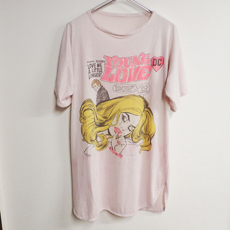 KM-4055v【Tシャツ】80s YOUNG LOVE/ヤングラブ★コミックT★アメコミ★DC COMICS★染み込みプリント★コピーライト★ヴィンテージ VINTAGE