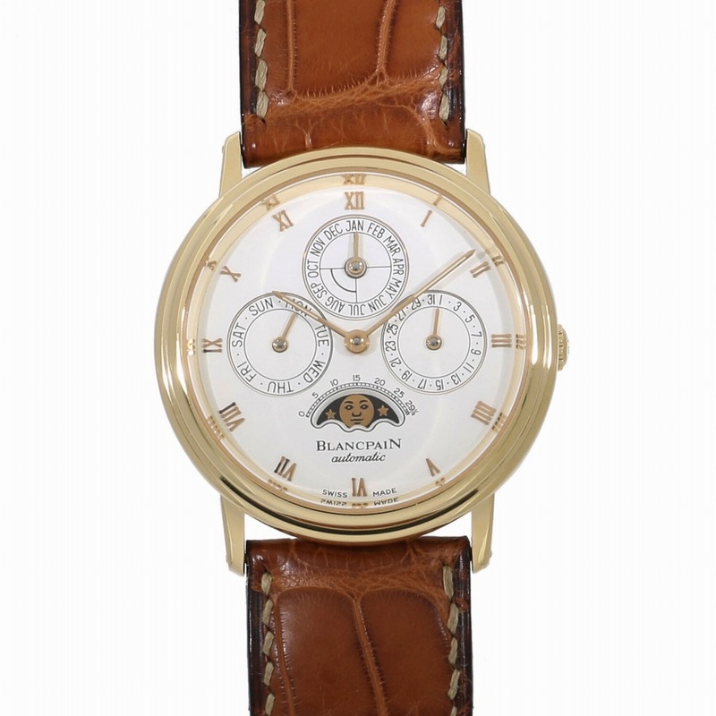 ブランパン ヴィルレ パーペチュアル カレンダー 5495-1418-55 ホワイト メンズ 中古 送料無料 腕時計