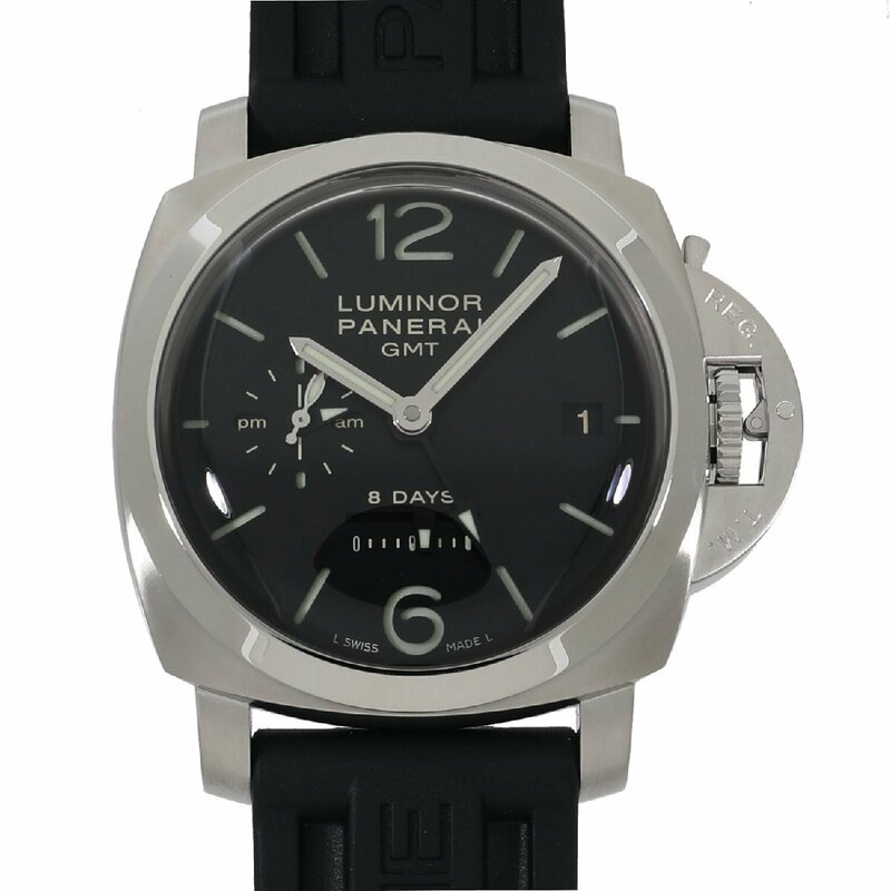 パネライ ルミノール1950 8デイズ パワーリザーブ GMT PAM00233 R番 ブラック メンズ 中古 送料無料 腕時計