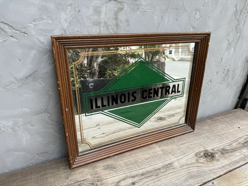 llinois Central Railroad Mirror Sign/ヴィンテージ ミラー 鏡/イリノイ・セントラル鉄道/179815276