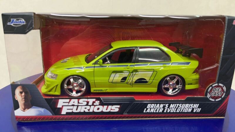 新品 1/24 Jada toys FAST&FURIOUS ワイルドスピード　 Brian's Mitsubishi LANCER EVO Ⅶ w25×H 11×D13