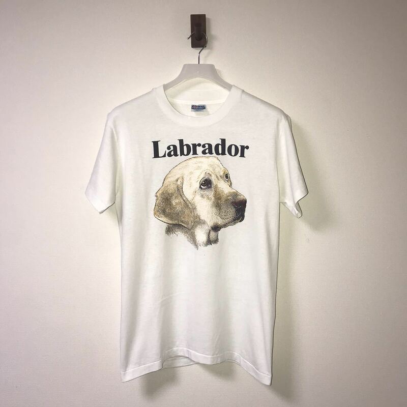 80s Vintage Dog Tee Labrador Hanes USA Fabric ヴィンテージ シングルステッチ コピーライトラブラドール Tシャツ 犬 猫 あいみょん
