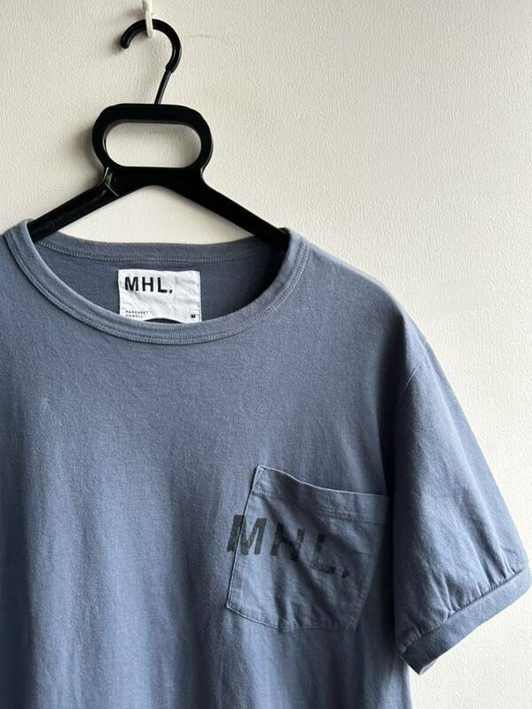 【美品】MARGARET HOWELL カットソー 半袖 Tシャツ メンズ M ネイビー 紺 ポケット付き 日本製 MHL マーガレット ハウエル