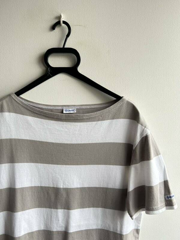 【美品】ORCIVAL カットソー 半袖 Tシャツ メンズ サイズ4 ボーダー 白×グレー 日本製 オーシバル