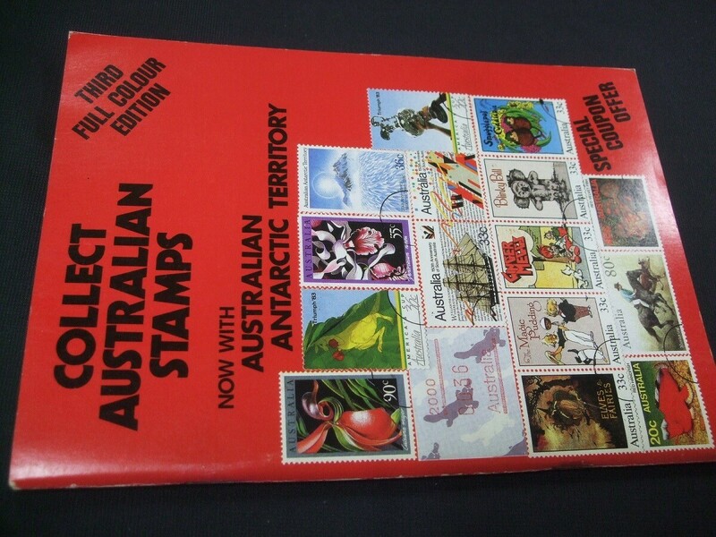 オールカラー「オーストラリア切手カタログ」1冊、簡易版。1986頃まで。概ね良好