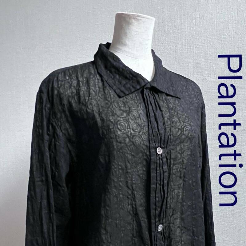 Plantation/プランテーション イッセイミヤケ 透かし模様 長袖シャツ 日本製M ブラウス