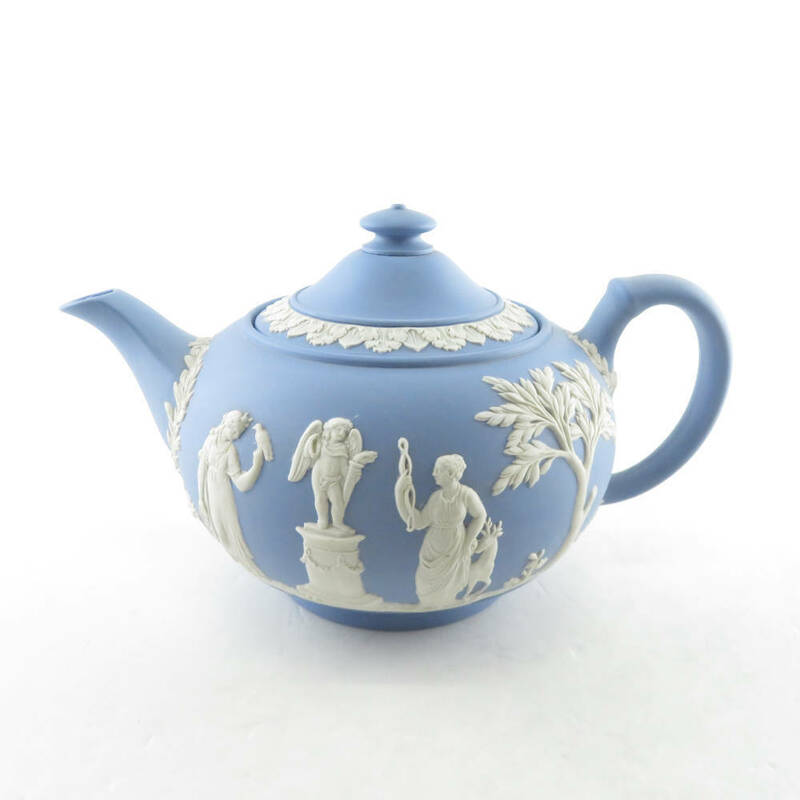 WEDGWOOD ウェッジウッド ジャスパー ペールブルー ティーポット 茶器 SACRIF/CUPID 希少 レア SU5711U