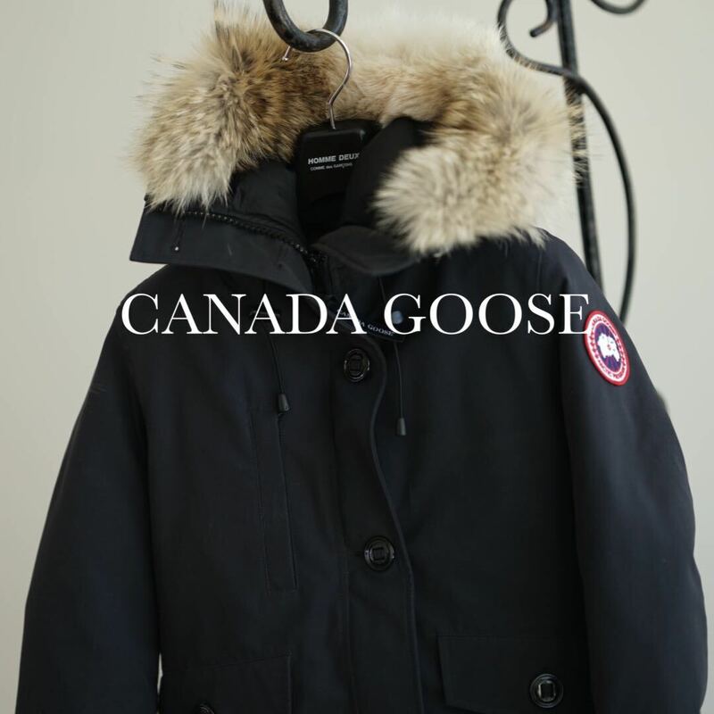 CANADA GOOSE シャーロット リアル コヨーテ ファー ダウン ジャケット コート S ネイビー カナダグース CHARLOTTE 2300JL