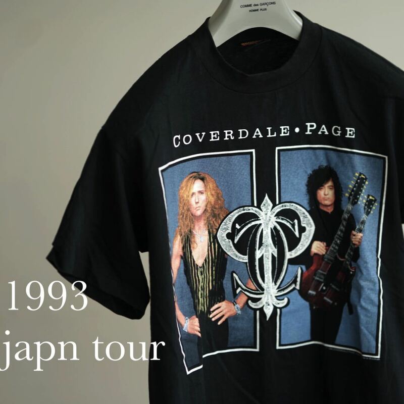 1993 coverdale page japan tour ビンテージ Tシャツ 黒 半袖Tシャツ カバーデイルペイジ brockum led zeppelin whitesnake 90s