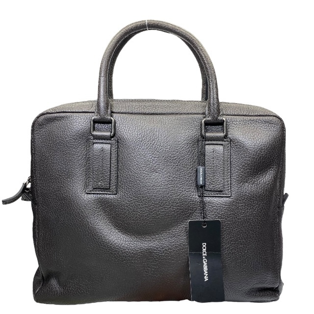 DOLCE＆GABBANA ドルチェ&ガッバーナ ドルガバ トートバッグ ビジネスバッグ 手持ち鞄 レザー ロゴ グレー