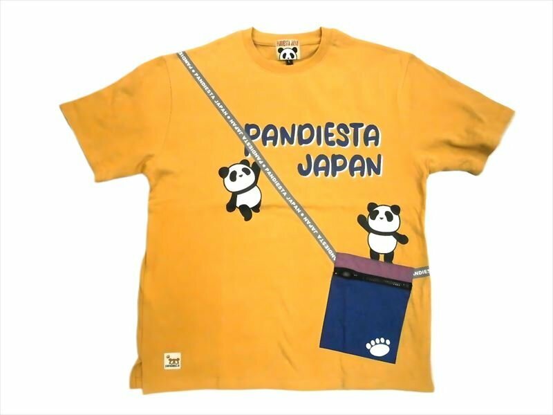 パンディエスタ PANDIESTA 半袖Tシャツ 554355 パンダ サコッシュ付きトリックTシャツ マスタード Lサイズ 新品