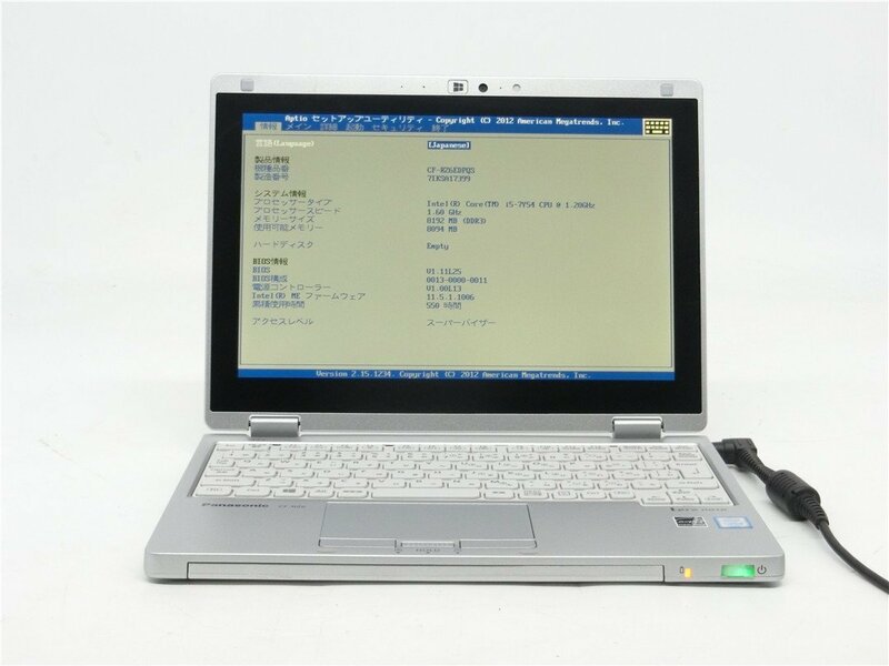 Panasonic　CF-RZ6　ノートパソコン　Corei5　7Y57 メモリ8GB　BIOSまで表示　横線あり　詳細不明　　ジャンク扱い 　送料無料