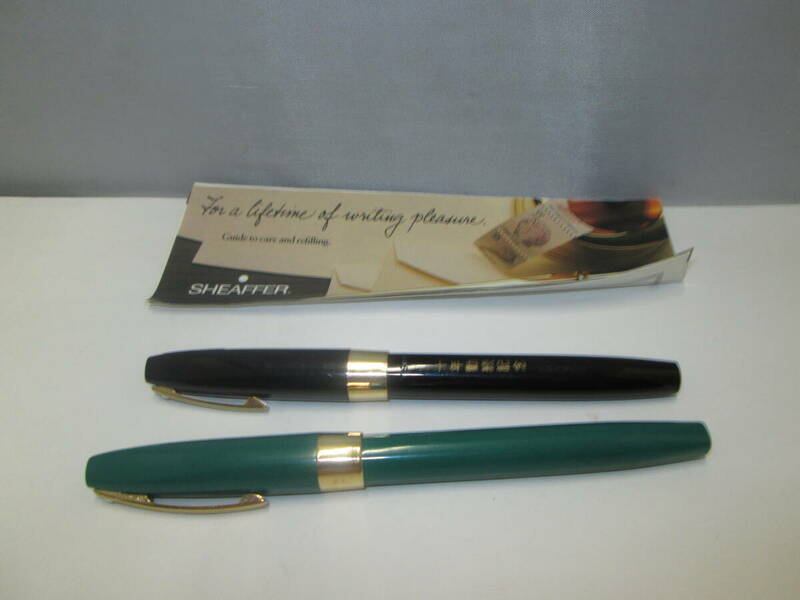 【2381】SHEAFFER シェーファー　万年筆2本　黒色と緑色　ペン先14K