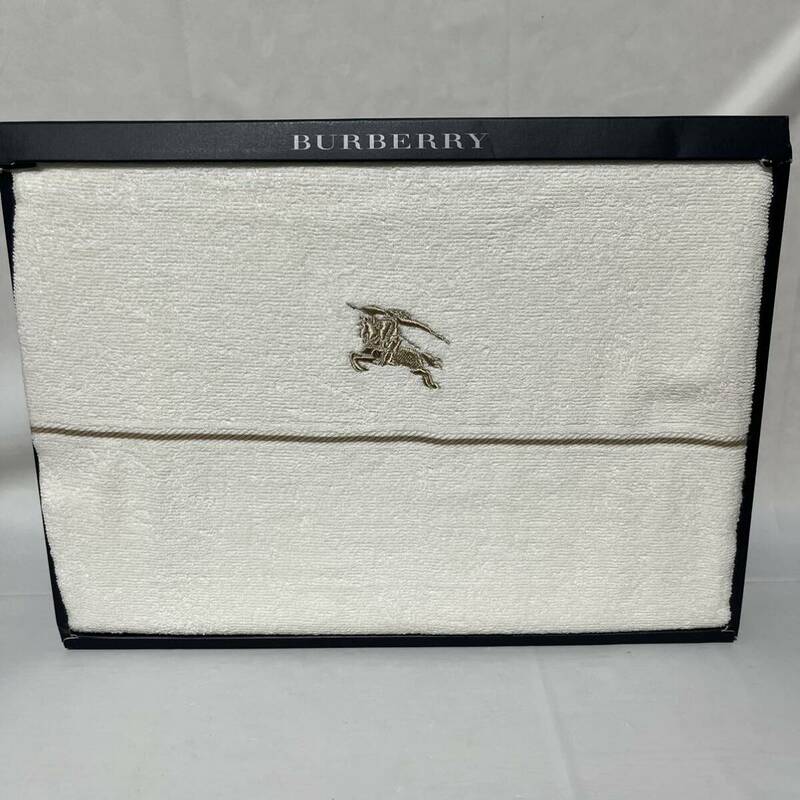 美品　BURBERRY バーバリー タオルシーツ　ホースマーク　ホワイト　