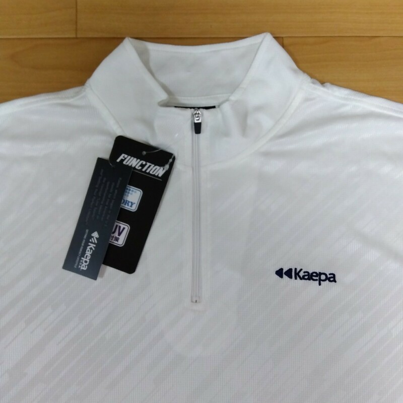 LL②Kaepa ケイパ 新品 半袖ポロシャツ 襟付きトップス ハーフジップ 白 メンズ紳士 アウトドア スポーツ ゴルフウェア ドライ UV対策 golf