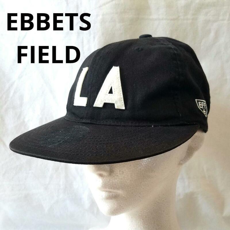 送料無料 EBBETS FIELD FLANNELS エベッツフィールドフランネルズ LA キャップ ブラック 黒 ロサンジェルス エンジェルス 1954 帽子