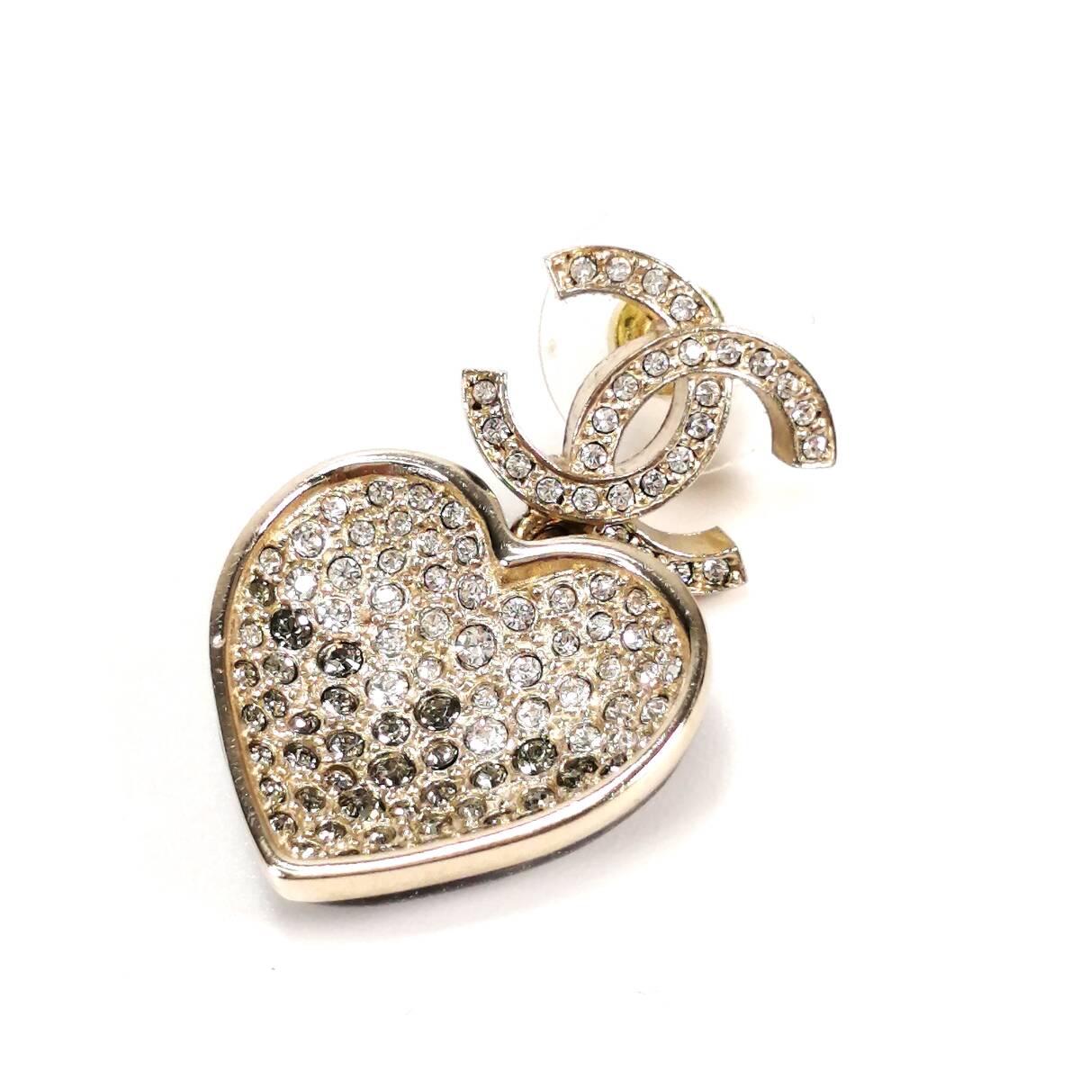 CHANEL シャネル ココマーク ハート ラインストーン ピアス C23 P 23SS アクセサリー フランス 