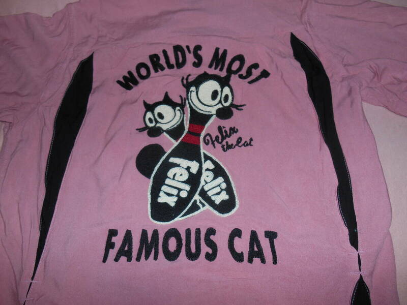ボウリングシャツ4■WORLD’S MOST・FELIX　M寸・ピンク・フェリックス・レーヨン100％■USED
